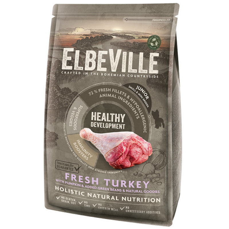 Elbeville Dry Dog Food Puppy and Junior Mini with Fresh Turkey, 1,4 kg