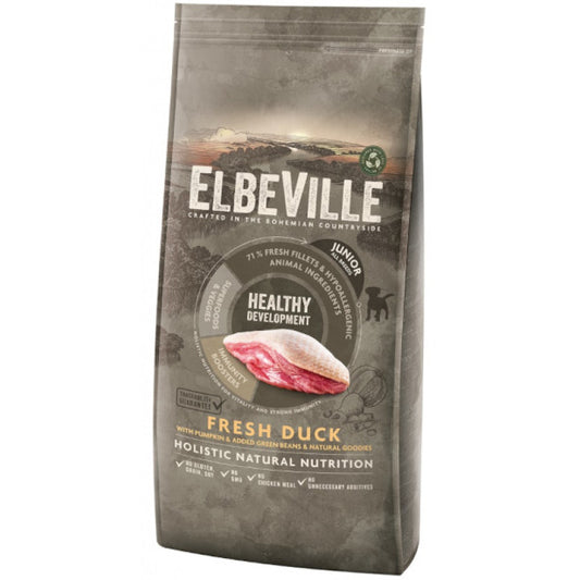 Elbeville Dry Dog Food Puppy and Junior All Breeds with Fresh Duck, Healthy Development, 11,4 kg