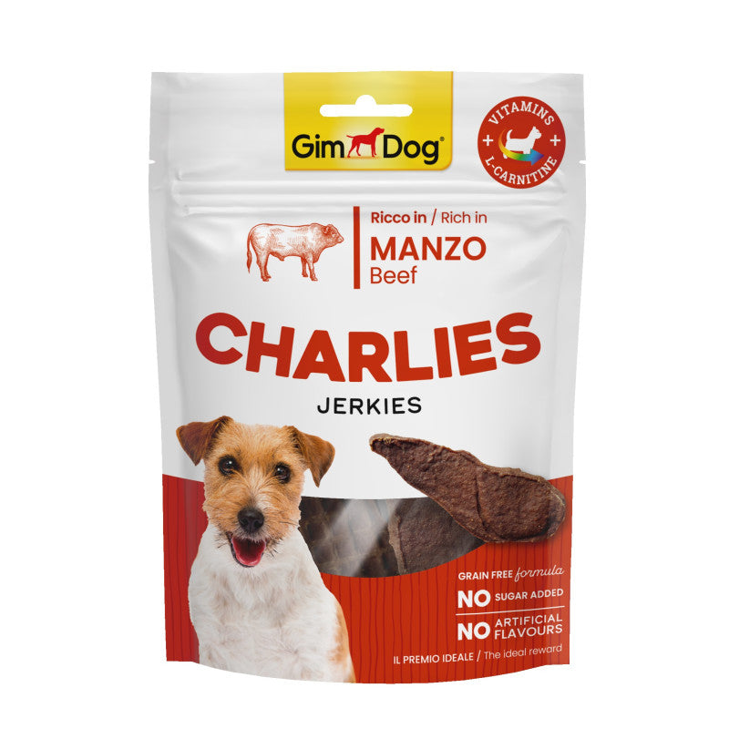Gimdog CHARLIES Jerkies Beef Treats For Dogs, 70g