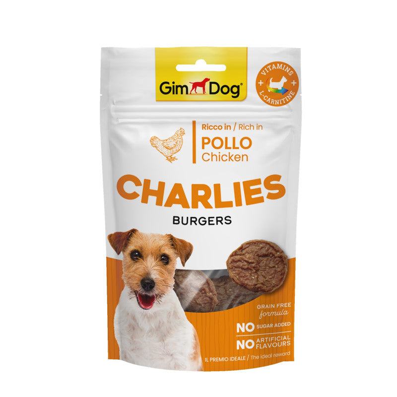 Gimdog CHARLIES Burgers Chicken Treats For Dogs, 70g
