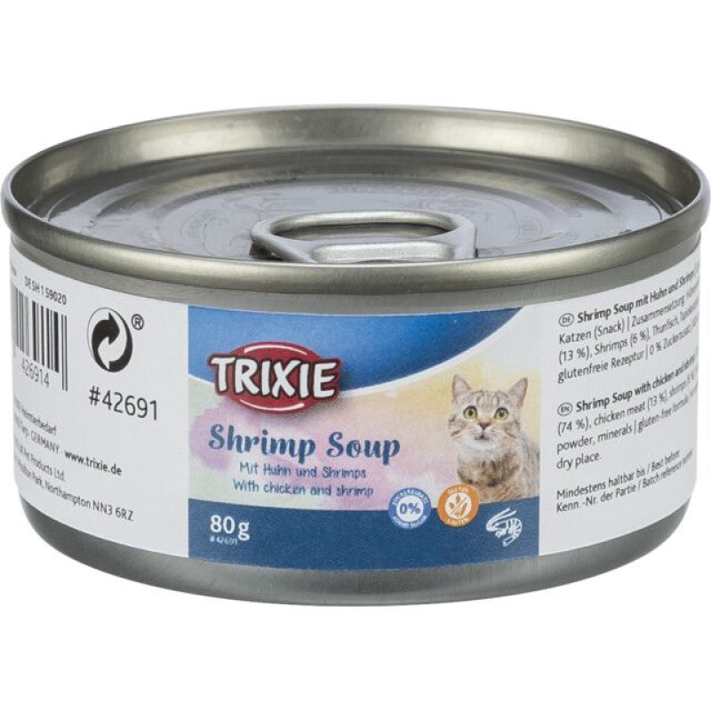 Trixie Comida Húmeda para Gatos, Sopa de Camarones con Pollo y Camarones, 80 g