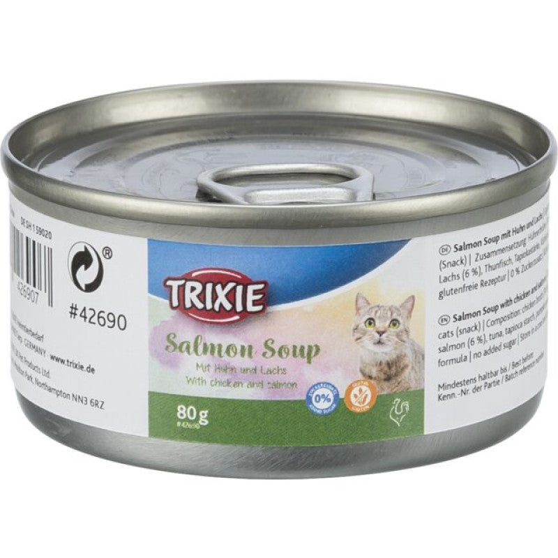 Trixie Nourriture humide pour chats, Soupe de saumon au poulet et au saumon, 80 g