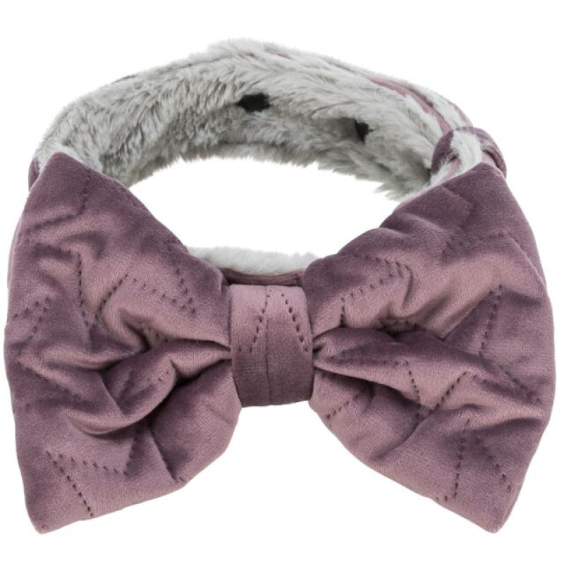 Trixie Xmas collars with bow Estelle, velvet look/plush, light lilac, green