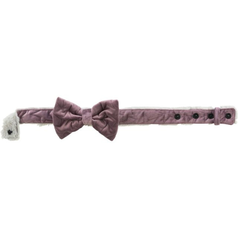 Trixie Xmas collars with bow Estelle, velvet look/plush, light lilac, green