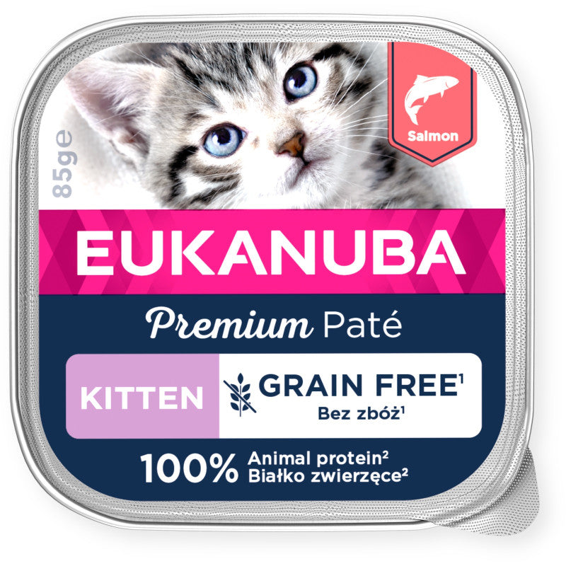 Eukanuba Mitrā Barība Kaķēniem ar Lasi, Pastēte, 85 g