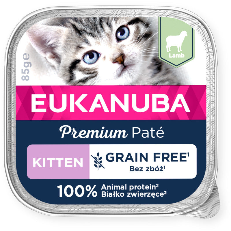 Eukanuba Mitrā Barība Kaķēniem ar Jēru, Pastēte, 85 g
