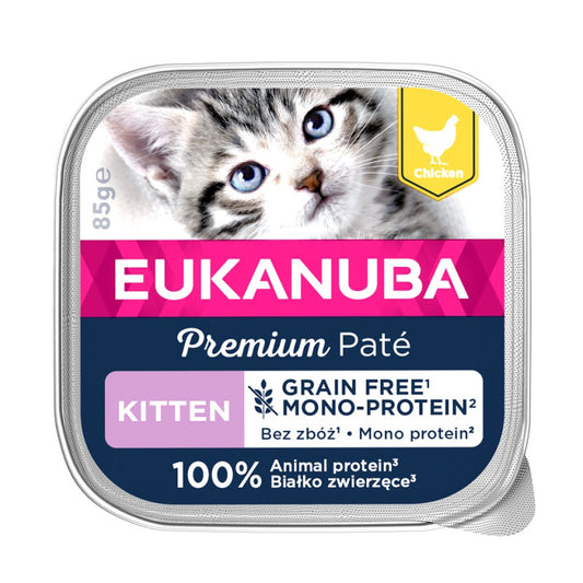 Eukanuba Wet Kitten Food with Chicken, Pate Mono-Protein, 85g