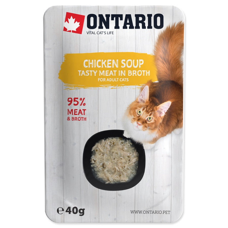 Ontario Soup Adult mitrā barība kaķiem ar vistu un dārzeņiem, 40 g 