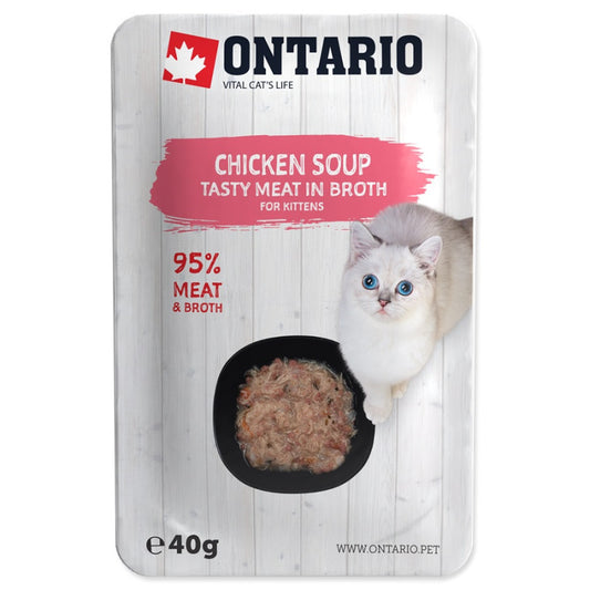 Ontario Soup Kitten mitrā barība kaķēniem ar vistu, burkāniem un rīsiem, 40 g 