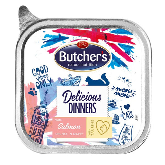 Butchers Wet Cat Food Delicious Dinners with Salmon, 100 g