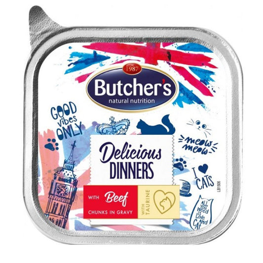 Butchers Wet Cat Food Delicious Dinners with Beef, 100 g