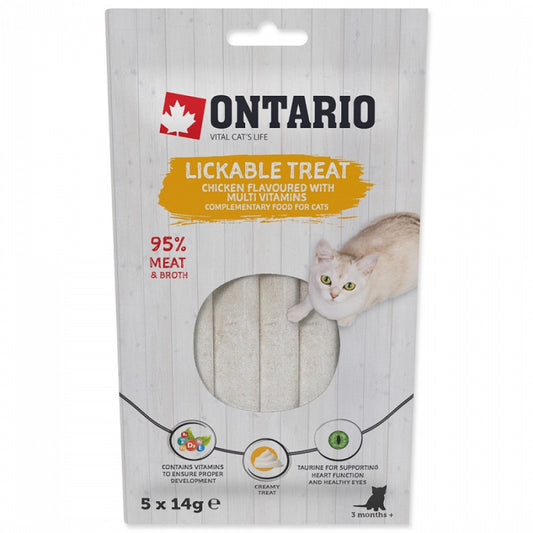 Ontario krēmveida kārumi kaķiem ar vistu un multivitaminiem, 5 x 14 g