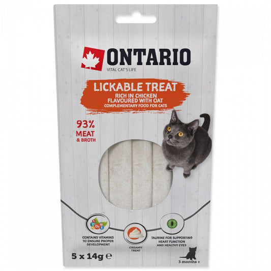 Ontario krēmveida kārumi kaķiem ar vistu un auzām, 5 x 14 g