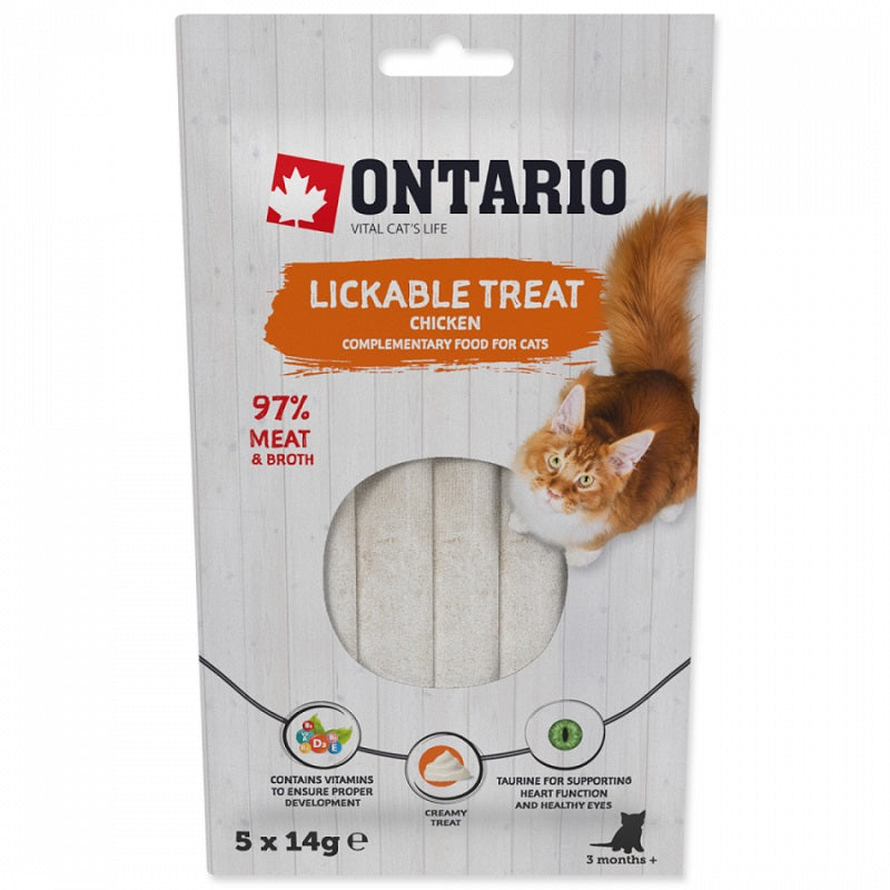 Ontario krēmveida kārumi kaķiem ar vistu, 5 x 14 g