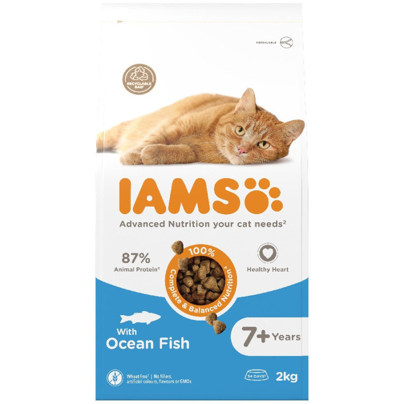 Iams sausā barība kaķiem senior ar okeāna zivīm, 2 kg