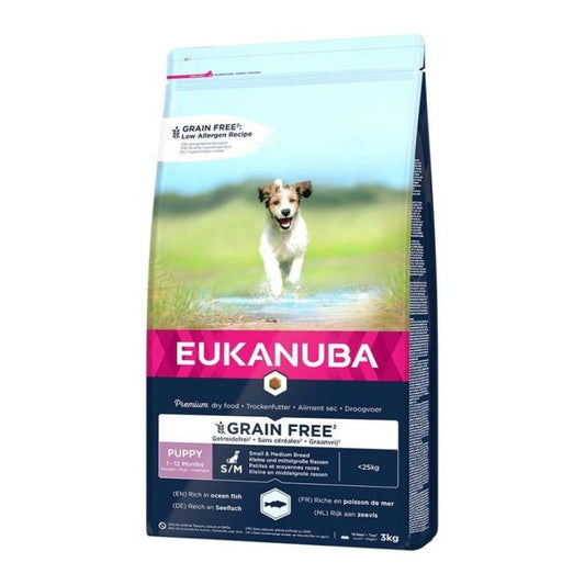 Eukanuba Dry Dog Food Puppy & Junior, Small & Medium, Grain Free with Ocean Fish, 3 kg