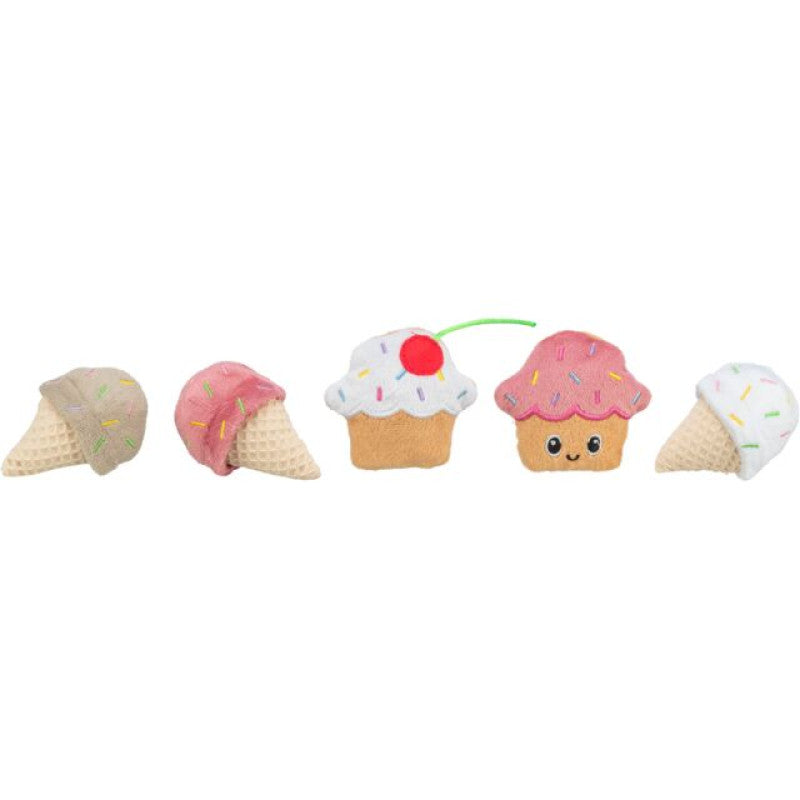 Rotaļlieta kaķiem - Trixie Ice cream and cupcake, plush, catnip, 7 cm, (36 gab.)