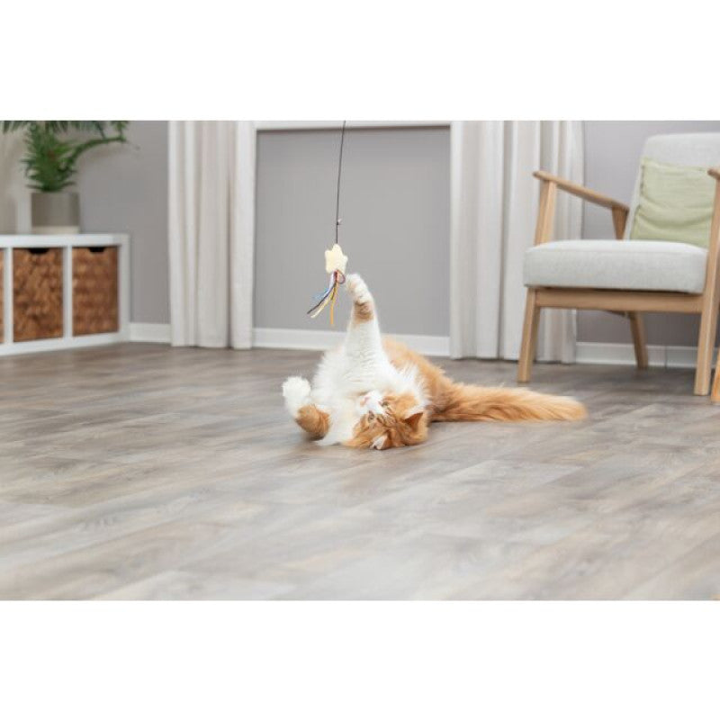 Rotaļlieta kaķiem - Trixie Playing rod star, plastic/plush, catnip, 46 cm