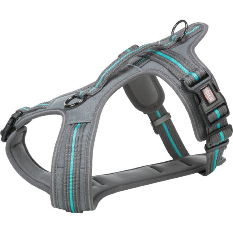 Trixie Premium Trekkinggeschirr, S–M: 44–53 cm/20 mm, ozean/graphit