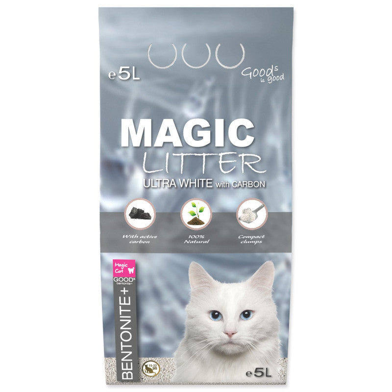 Magic Litter Bentonite Ultra White with Carbon Cat Litter, 5l