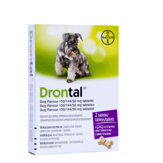 Bayer Drontal® Tasty Bone Wormer Tablets for Dogs, 2 tablets