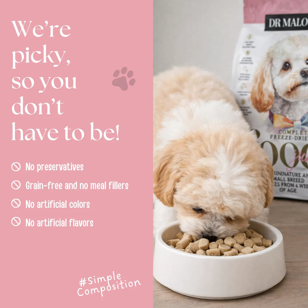 Dr Malou Freeze-Dried Puppy Food with Duck, Goat's Milk & Egg Yolk, 500 g