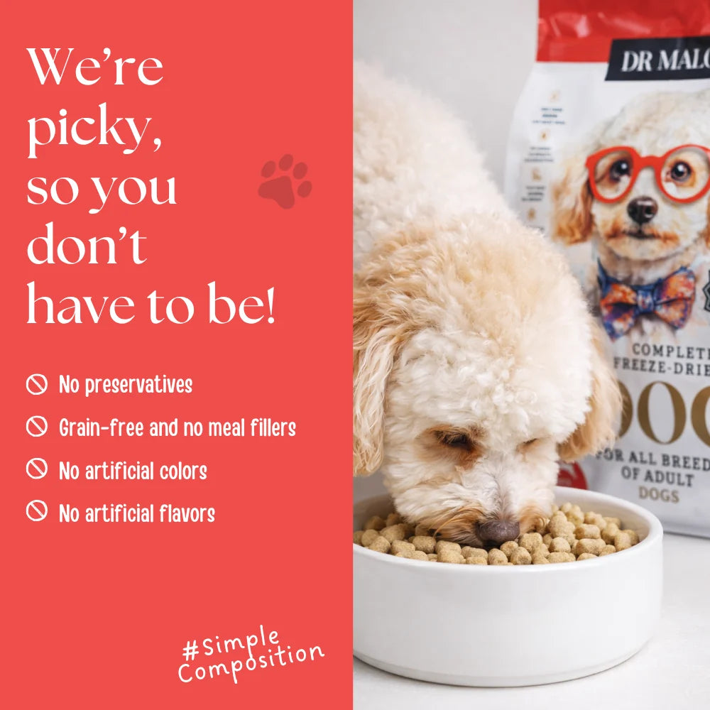 Dr Malou Freeze-Dried Dog Food with Duck & Rabbit, 500 g