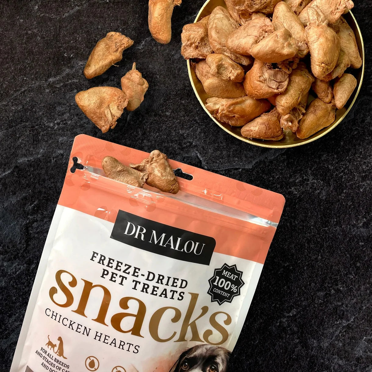 Dr Malou Freeze-Dried Chicken Hearts for Dogs and Cats, 150g