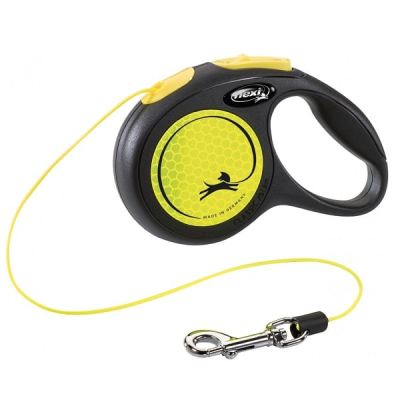 Flexi New CLASSIC Neon, cord leash M: 5 m, black/neon