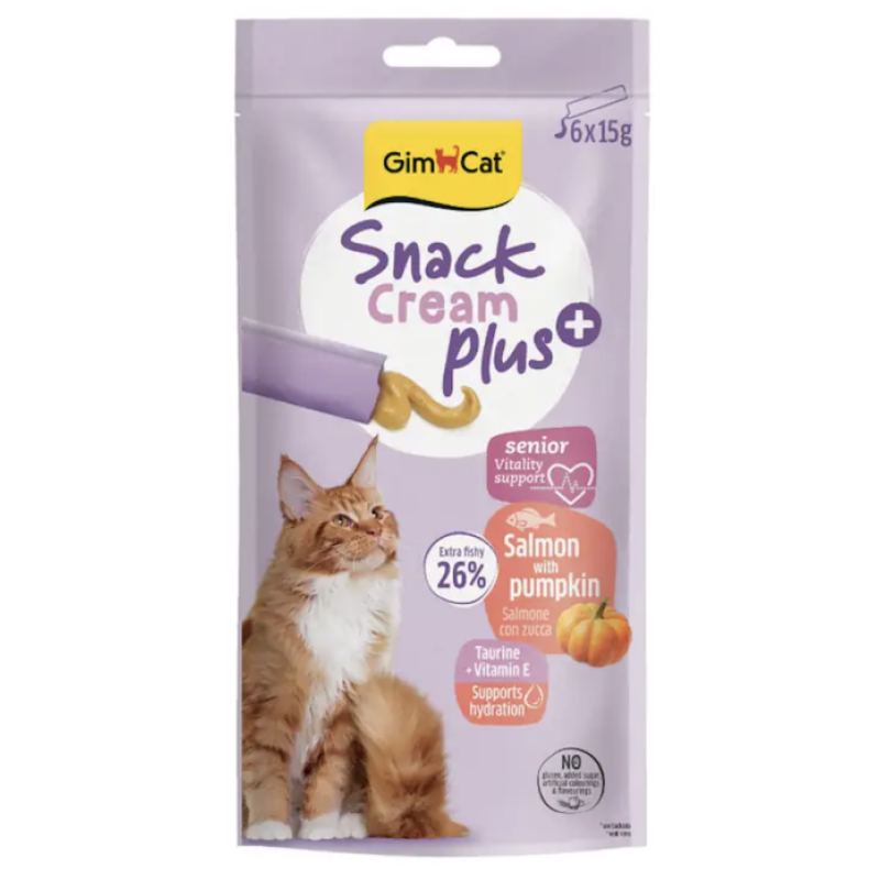 Gimborn Snack Cream Plus with Salmon & Pumpkin, Senior, 6x15g