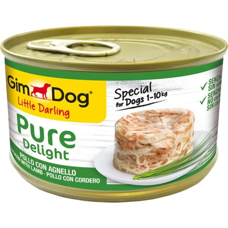 GimDog Comida Húmeda para Perros Little Darling Pure Delight con Pollo y Cordero, 150 g