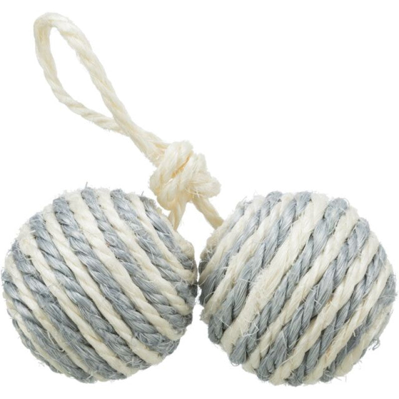Rotaļlieta kaķiem - Trixie 2 balls on a rope, sisal, ø 4.5 cm