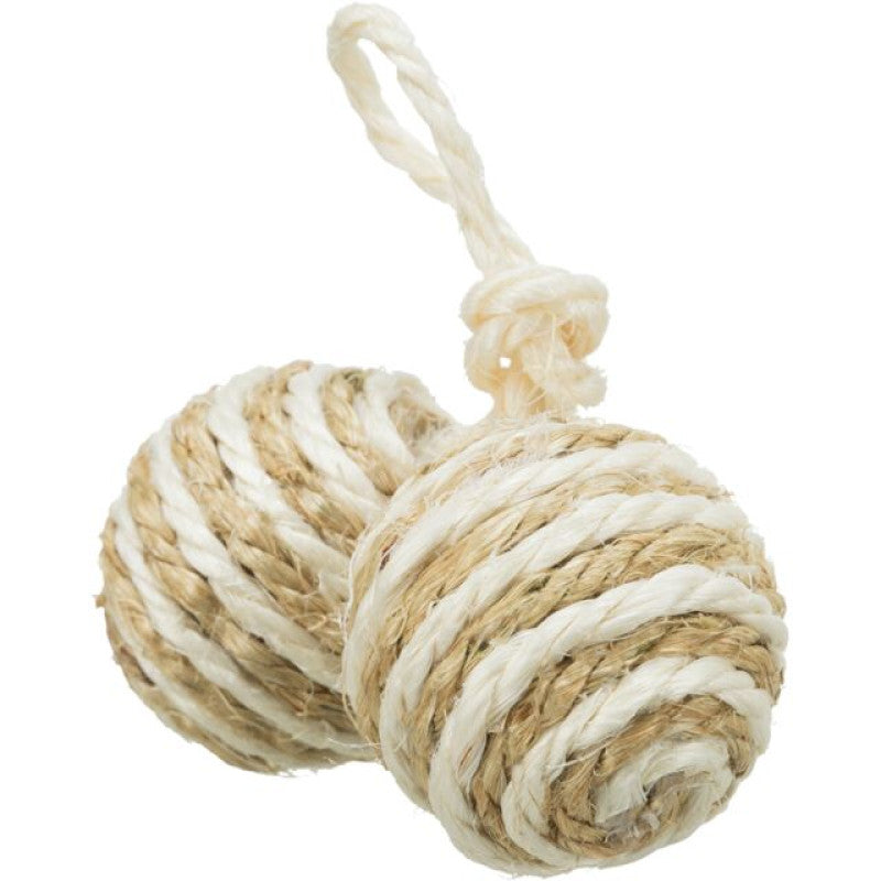 Rotaļlieta kaķiem - Trixie 2 balls on a rope, sisal, ø 4.5 cm