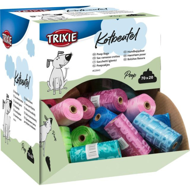 Trixie hundplockningsdisplay för hundbajspåsar, M, 70 rullar med 20 st