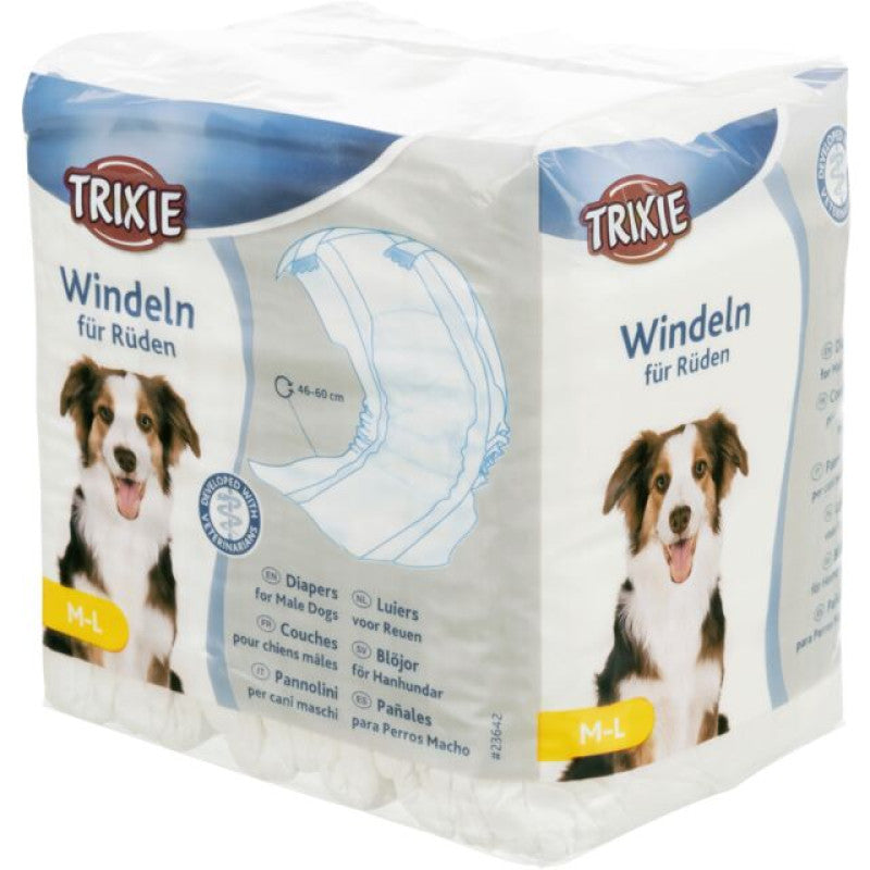 Trixie blöjor för hanhundar, M–L, 46-60 cm, 12 st
