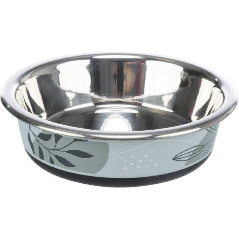 Trixie Bowl, flat, sainless steel/ plastic/ rubber 0.2l/12cm