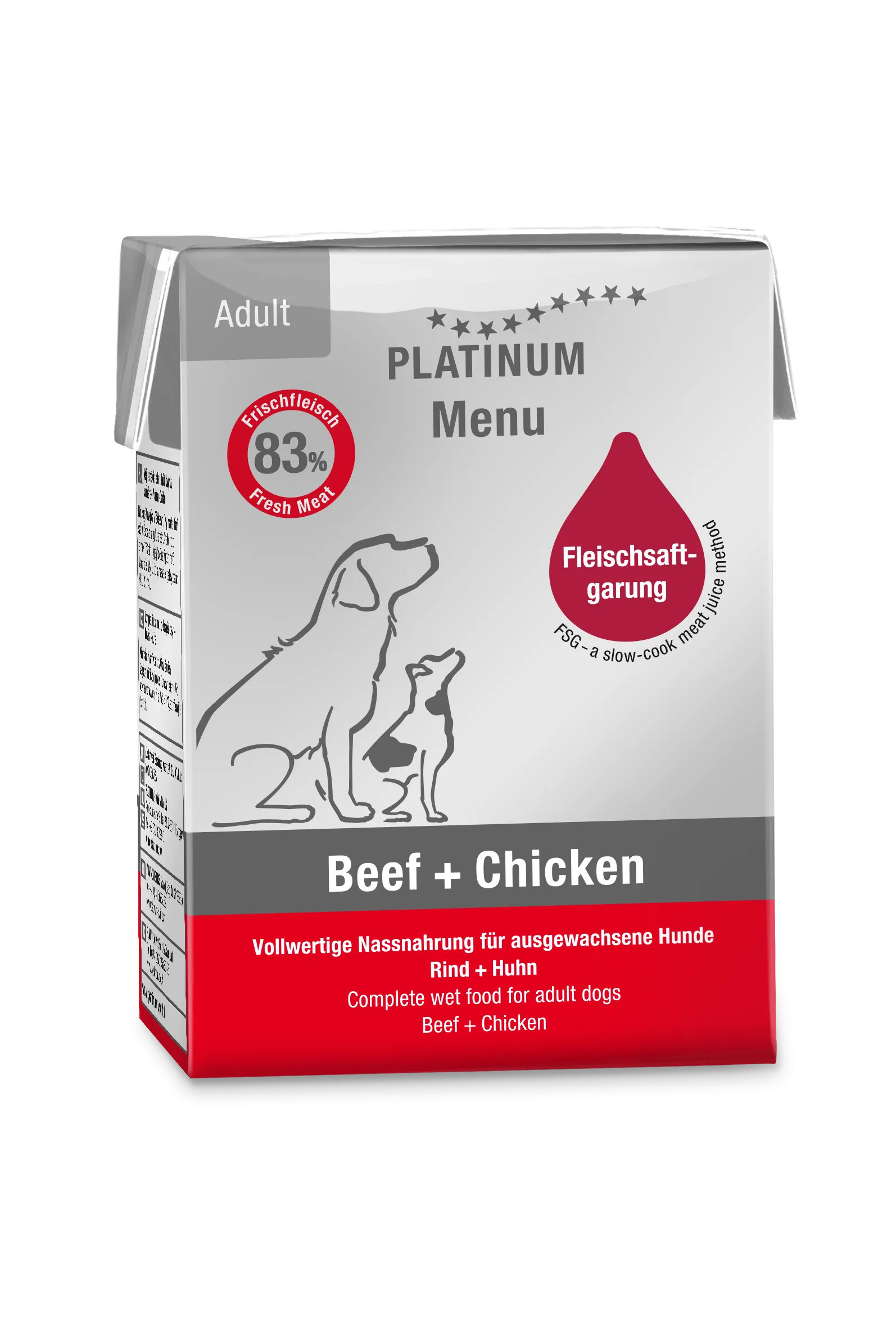 Platinum Menu Mitrā barība suņiem ar liellopu un vistu, 375g