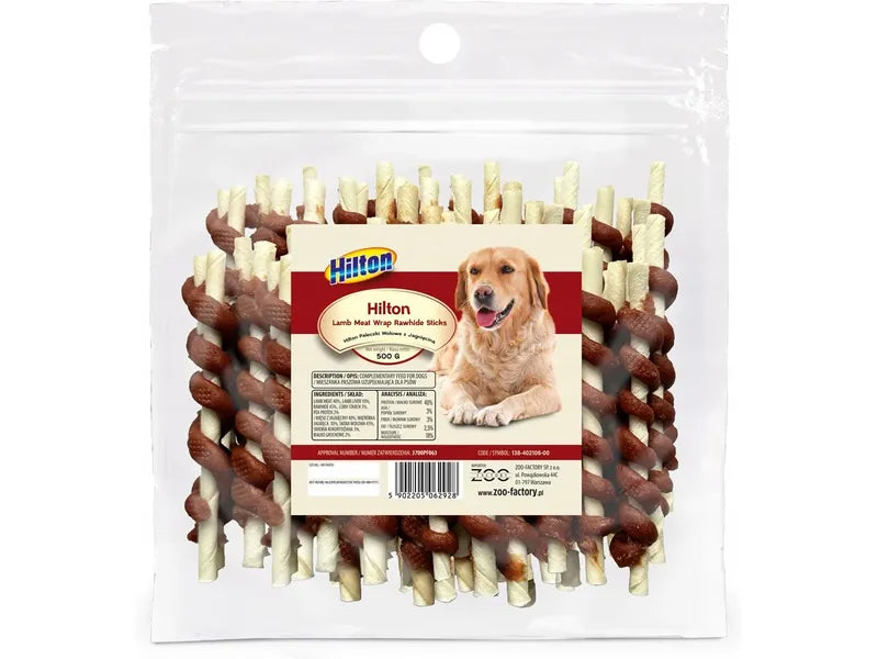Hilton Lamb Meat Wrap Rawhide Sticks, 500g