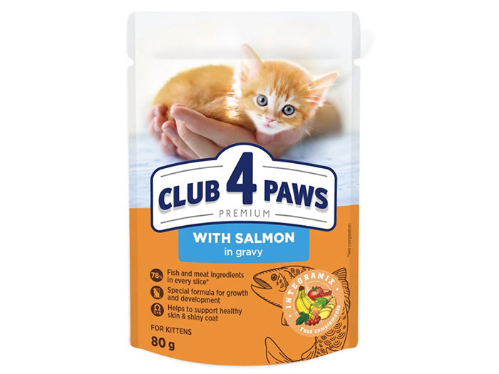CLUB 4 PAWS Premium With Salmon In Gravy Wet Kitten Food, 80g