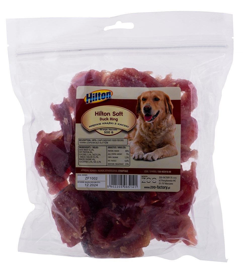 Hilton mīkstie pīles gredzeni, kārumi suņiem, 500g