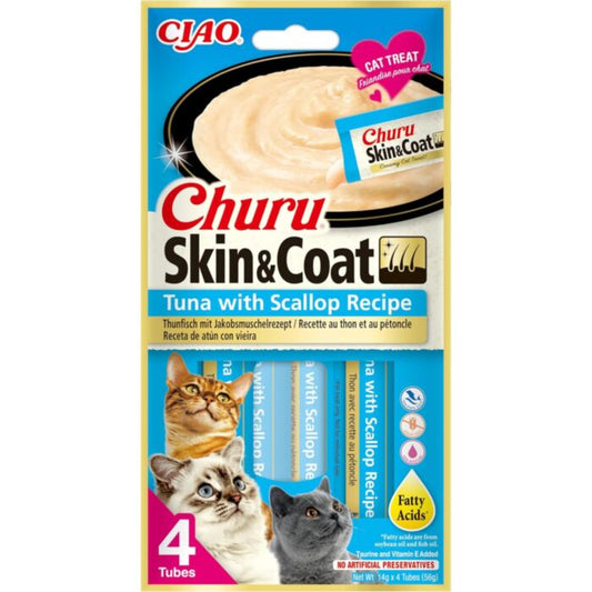 Churu skin&coat cat treats with tuna and scallop 14gX4 N12