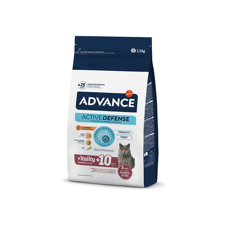 Advance Cat Senior 10+ Sausā kaķu senioru barība ar vistu un tītaru, 1.5kg
