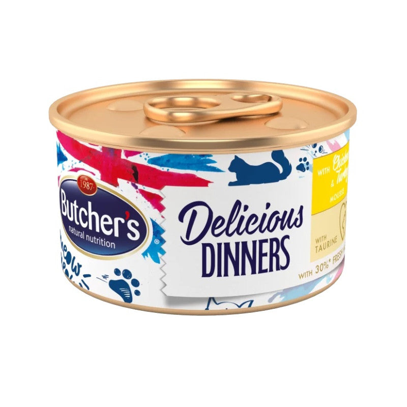 Butchers Wet Cat Food Classic avec mousse de poulet et de dinde, 85 g