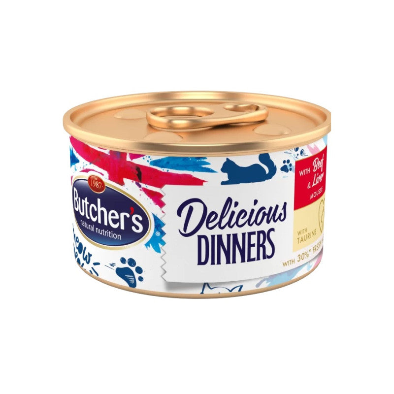 Butchers Wet Cat Food Classic avec mousse de bœuf et de foie, 85 g
