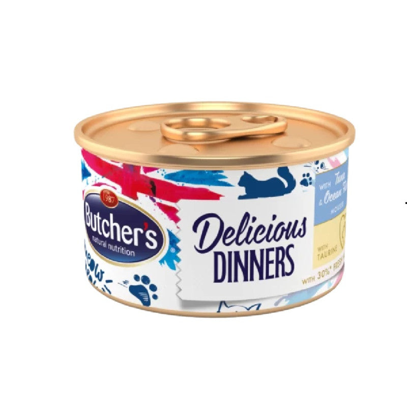 Butchers Wet Cat Food with tuna and sea fish mousse, 85 g