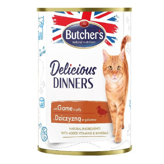 Butchers Wet Cat Food Delicious Dinners with Game Chunks in Jelly 400 g
