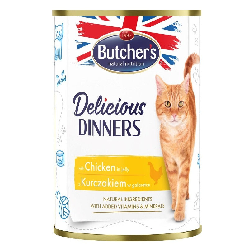 Butchers mitrā barība kaķiem delicious dinners ar vistas gabaliņiem želejā, 400 g