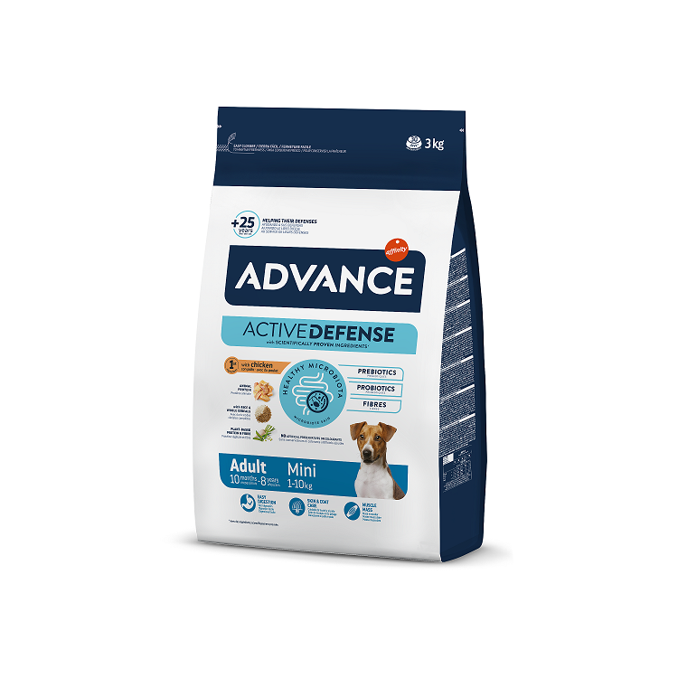 Advance Dog Mini Adult Sausā barība maza izmēra suņiem ar vistu, 3kg