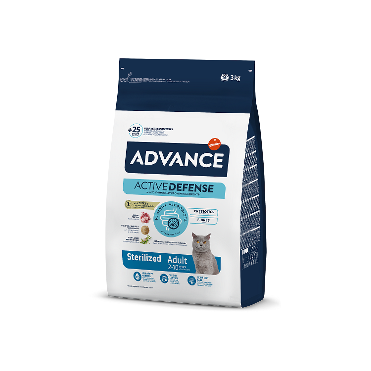 Advance Sterilised Dry Cat Food With Turkey, 3kg