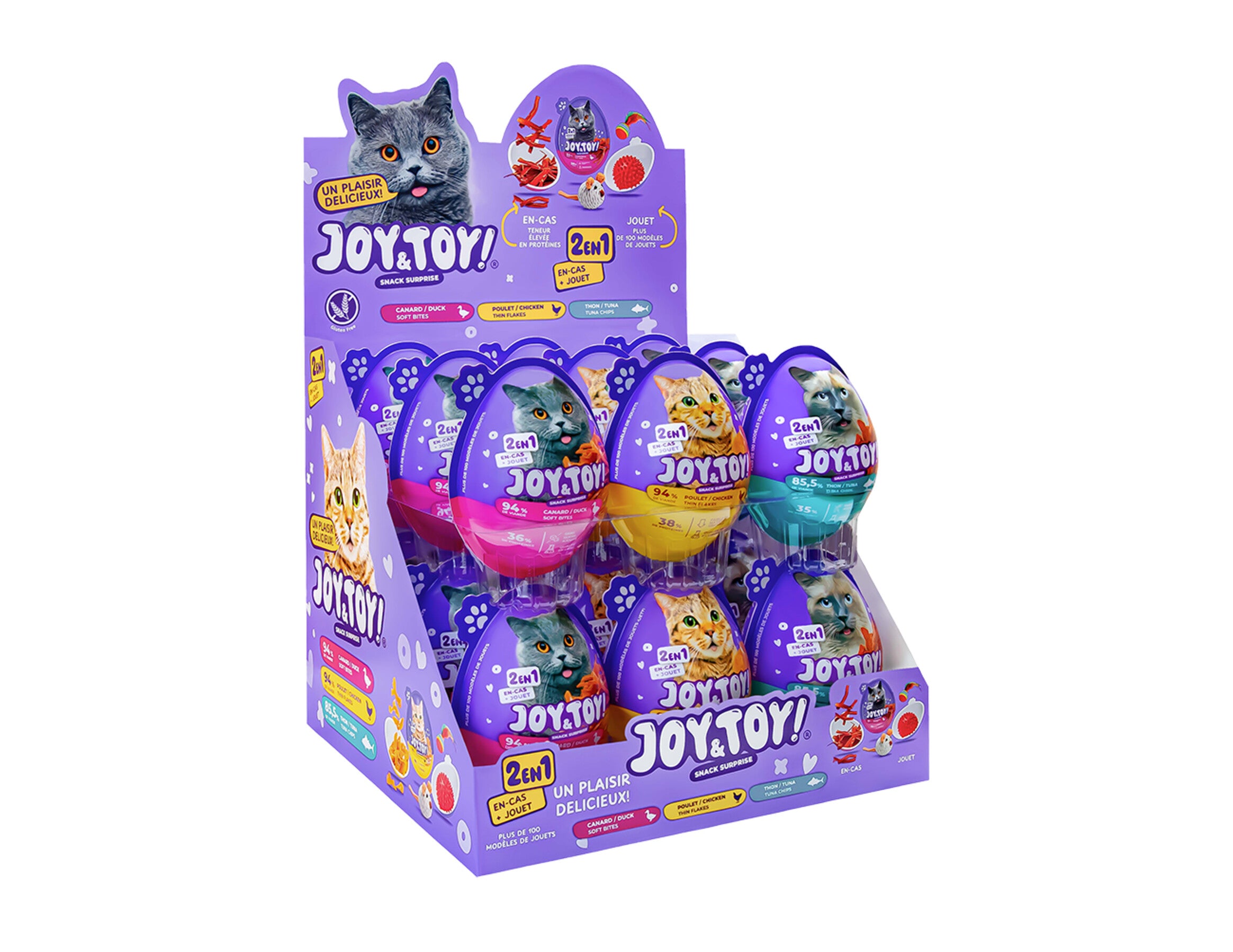 JOY&TOY! Cat Suprise Eggs With Duck, Tuna, Chicken, 18pcs